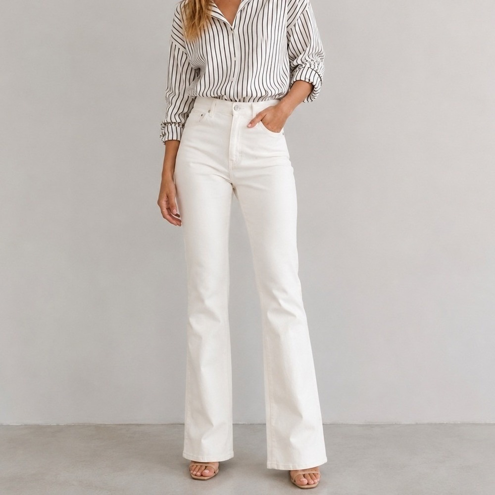 AYR The Really Really Jeans 32S White Bootcut High Rise